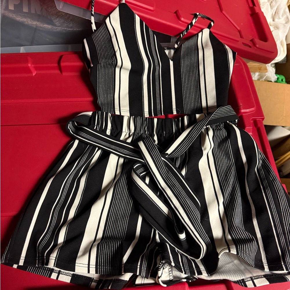 Windsor Black and White Striped Two-Piece Set
